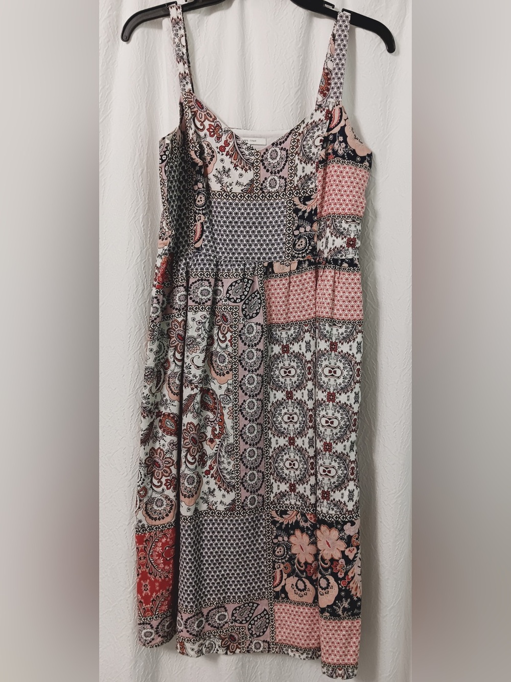Rachel Zoe Patchwork Midi Dress in Pink, Black & Neutral - Picture 3 of 10